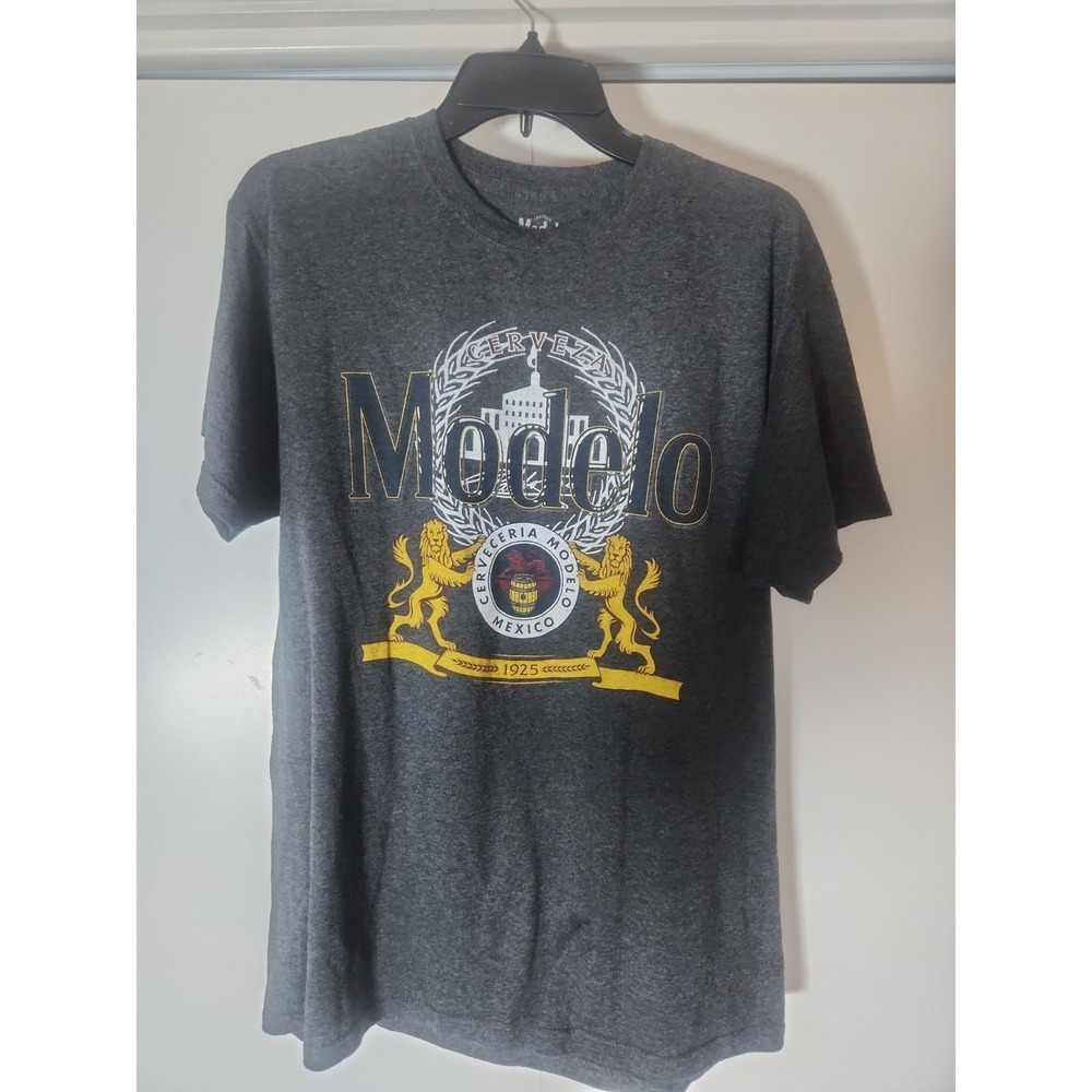 Modelo Beer Graphic T-Shirt Cerveza Logo Gray Cotton Blend Tee Men's Size M
